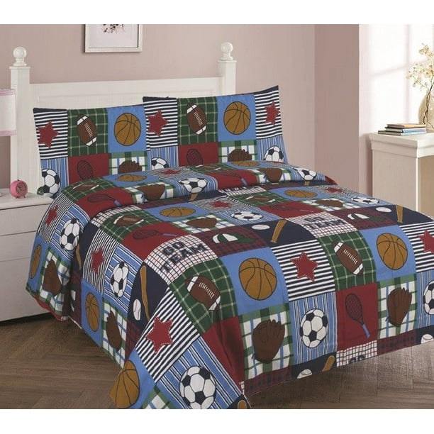 Race Car Full Size 4-Piece Kids Printed Microfiber Bedding Sheet Set 1 Flat Shee